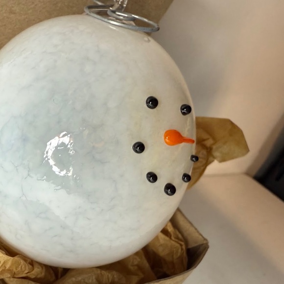 Avalon Glass Works Blown Glass Snowman Head Ornament Christmas Decor - Picture 3 of 6